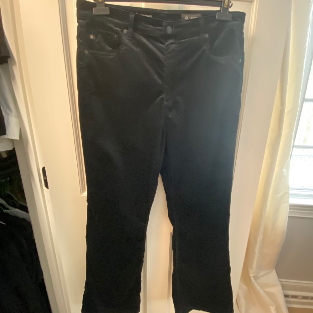 AG Alexis High Rise Boot Cut Black Velvet Jeans, Size 32